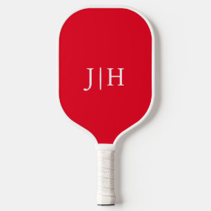 Raquette De Pickleball Monogramme Simple Minimaliste Rouge/Blanc Classiqu
