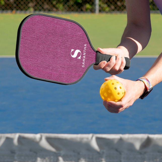 Raquette De Pickleball Monogramme Simple Moderne Orchidée Denim Imprimer (Insitu)