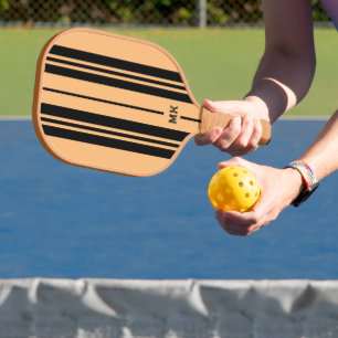 Raquette De Pickleball monogramme Tan et bandes noires