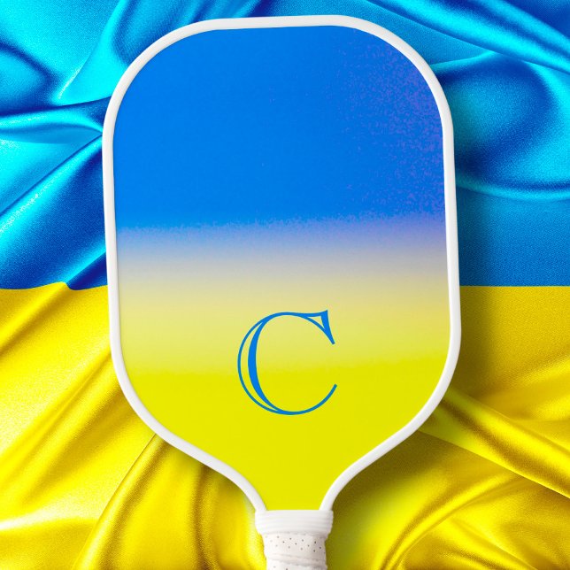 Raquette De Pickleball Monogramme Ukraine bleu et jaune Inspiration Paix (Créateur téléchargé)