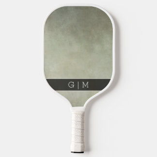 Raquette De Pickleball monogramme vert moderne texturé simple