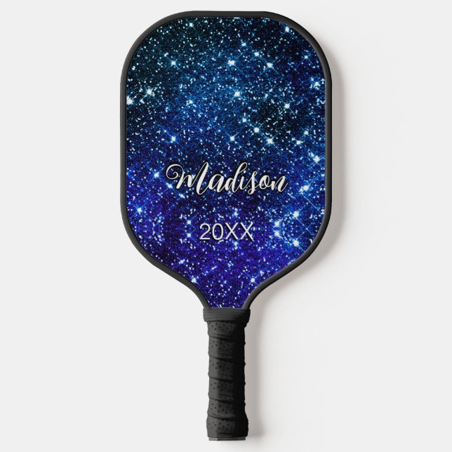 Raquette De Pickleball Monographie de Parties scintillant bleue irisée Wh (Recto)