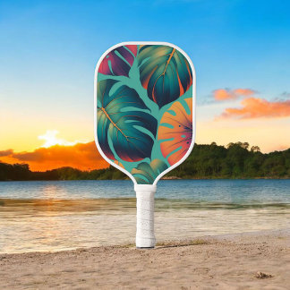 Raquette De Pickleball Monstera Aquarelle Tropicale Feuilles de Palmier