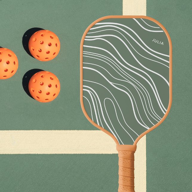 Raquette De Pickleball Moss Green Wave Moderne Personnalisé (Créateur téléchargé)