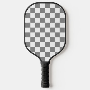 Raquette De Pickleball Motif à carreaux gris cendré et blanc