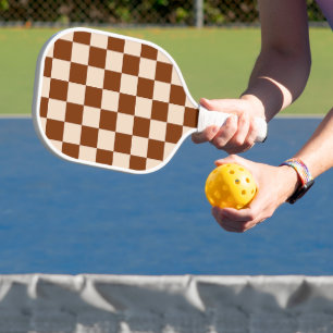 Raquette De Pickleball Motif à carreaux marron rouille et beige