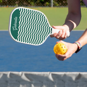 Raquette De Pickleball Motif à rayures zig zag Chevron vert sarcelle