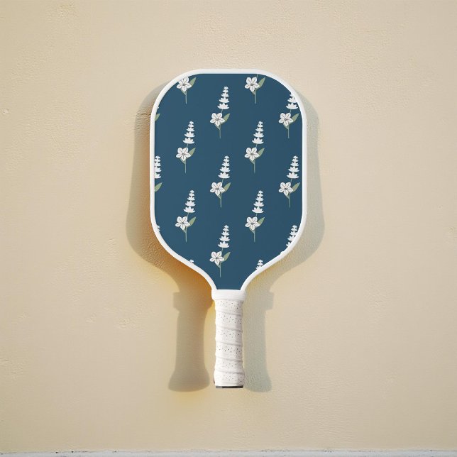 Raquette De Pickleball Motif botanique floral de la Marine (Créateur téléchargé)