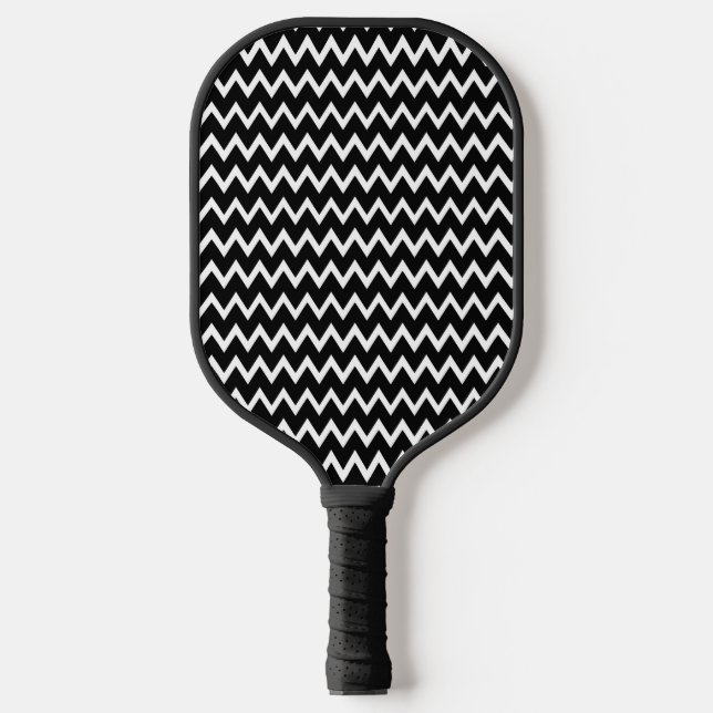 Raquette De Pickleball Motif Chevron noir et blanc (Recto)