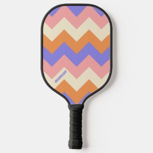Raquette De Pickleball Motif Chevron Rose Violet Féminin Nom Personnalisé