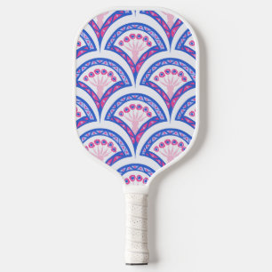 Raquette De Pickleball motif damassé floral bleu