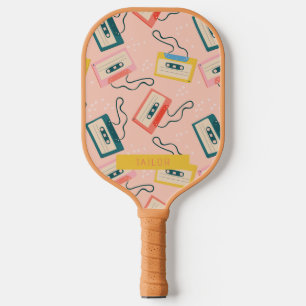 Raquette De Pickleball Motif de bande de cassette rétro rose
