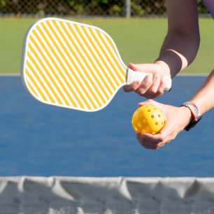 Raquette De Pickleball Motif de bandes jaunes et blanches diagonales