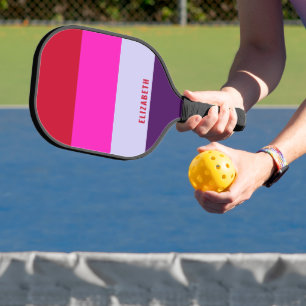 Raquette De Pickleball Motif de bandes rouge, rose et violet