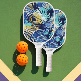 Raquette De Pickleball Motif de feuille de palme tropicale Nom personnali