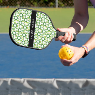 Raquette De Pickleball Motif de feuille, feuilles vertes, votre nom