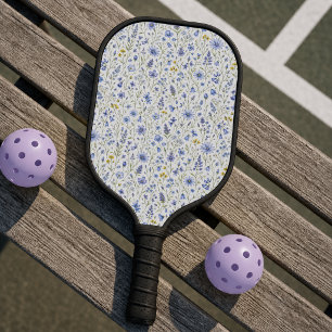 Raquette De Pickleball Motif de fleur sauvage aquarelle bleu jaune vert