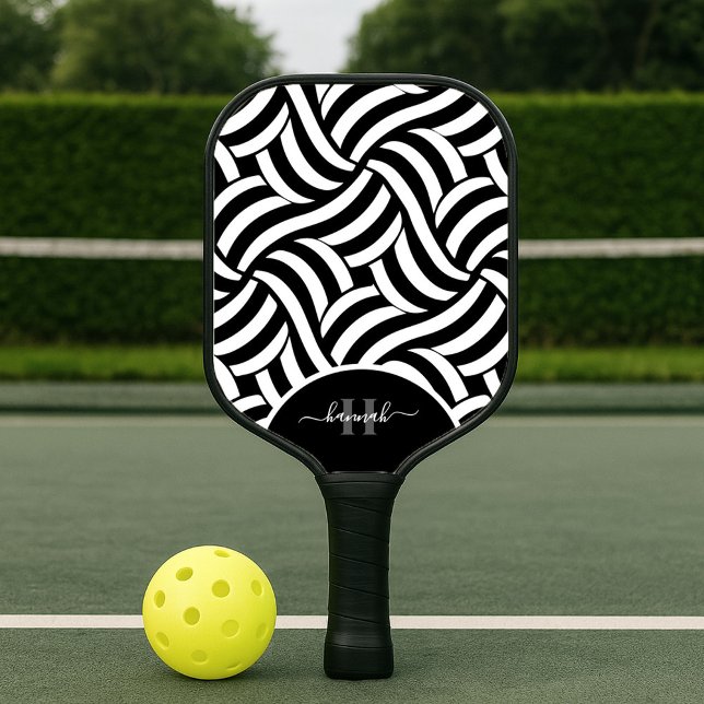 Raquette De Pickleball Motif de monogramme abstrait moderne à 2 couleurs (Créateur téléchargé)