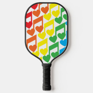 Raquette De Pickleball Motif de notation de notes de musique arc-en-ciel