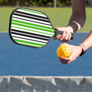 Raquette De Pickleball Motif de rayures vert noir blanc