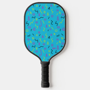 Raquette De Pickleball motif des Squiggles bleu vif rose jaune des années