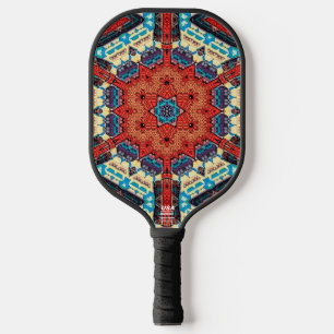 Raquette De Pickleball Motif éclaté d'étoile kaléidoscopique vibrant comp