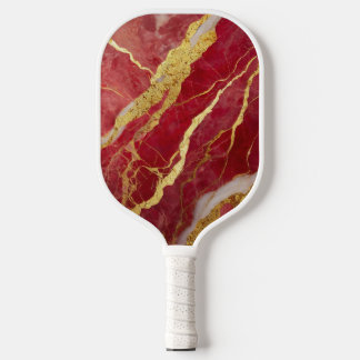 Raquette De Pickleball Motif en marbre rouge avec or