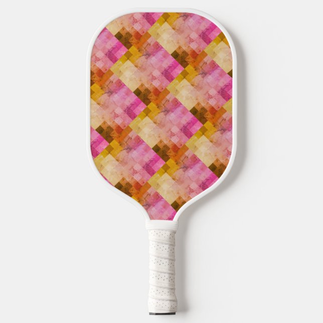 Raquette De Pickleball Motif géométrique Aquarelle rose (Recto)