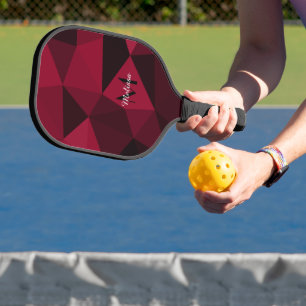 Raquette De Pickleball Motif géométrique rose magenta rouge noir Monogram