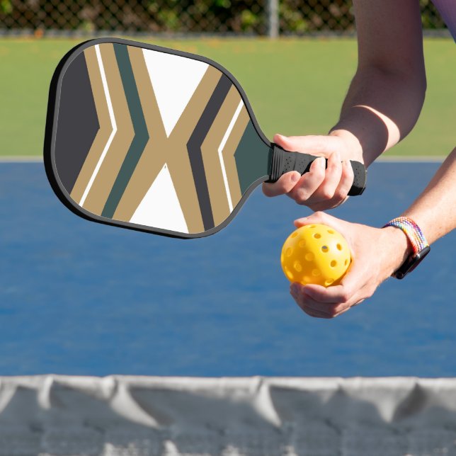 Raquette De Pickleball Motif géométrique vert, blanc et or (Insitu)