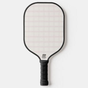 Raquette De Pickleball Motif Gingham Blanc Crème et Champagne Rose