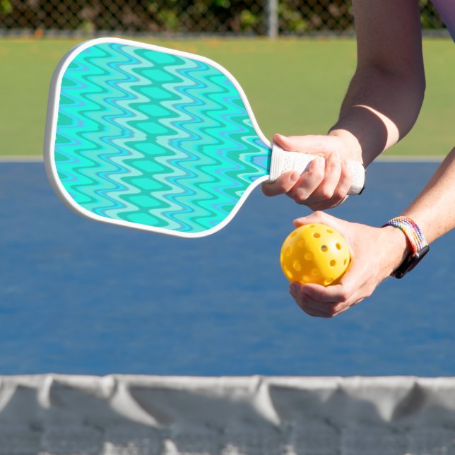 Raquette De Pickleball Motif moderne zigzag - vagues turquoise (Insitu)