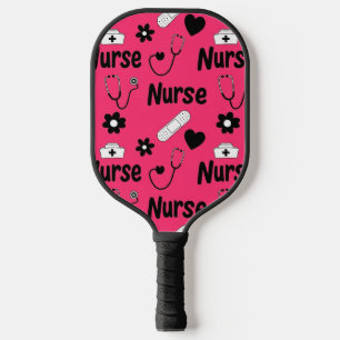 Raquette De Pickleball Motif sans couture de la vie d'infirmière rose (2)