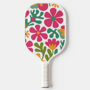 Raquette De Pickleball Motif sans couture floral rétro rose