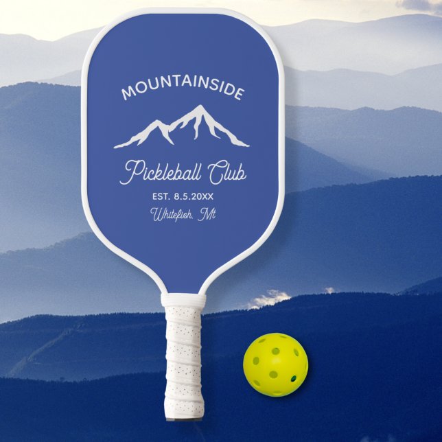 Raquette De Pickleball Mountain Peak, Pickleball Court Texte Personnalisé (Créateur téléchargé)