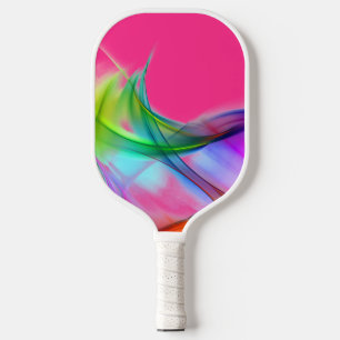 Raquette De Pickleball Neon Arc-en-ciel Abstrait sur rose