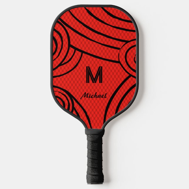 Raquette De Pickleball NeonLine 1 Red Editable Nom & Initiales (Recto)