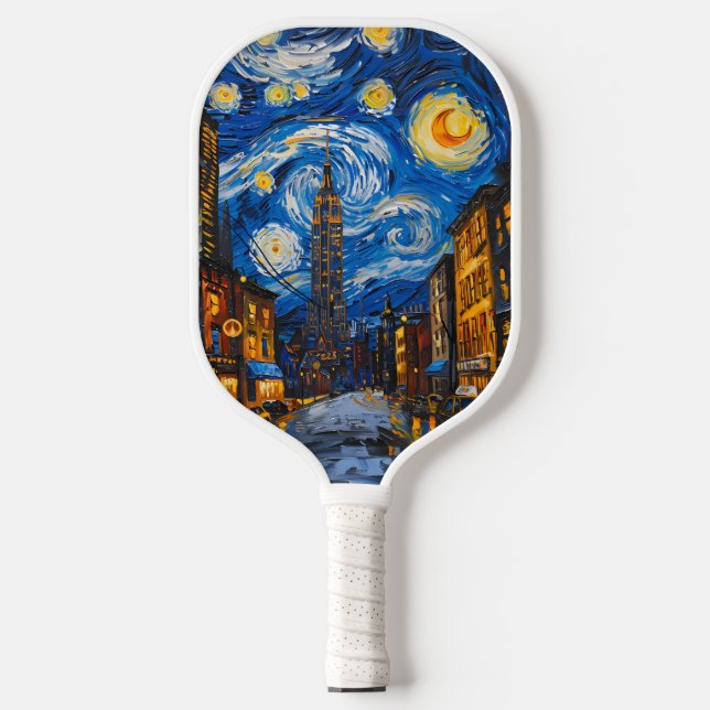 Raquette De Pickleball New York City Van Gogh Style Art Design (Recto)