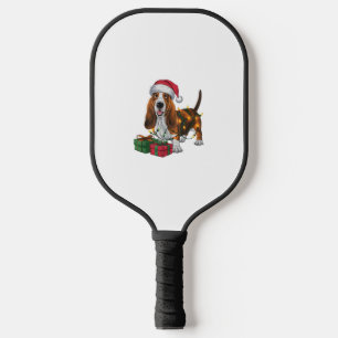 Raquette De Pickleball Noël Éclairage Santa Hat Basset Hound Chien Noël