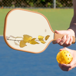 Raquette De Pickleball Noël personnalisé feuille de bouleau doré élégant