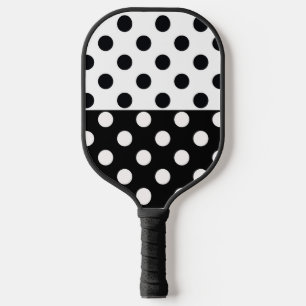 Raquette De Pickleball Noir Blanc demi-couleur fractionné en Pois Inverse