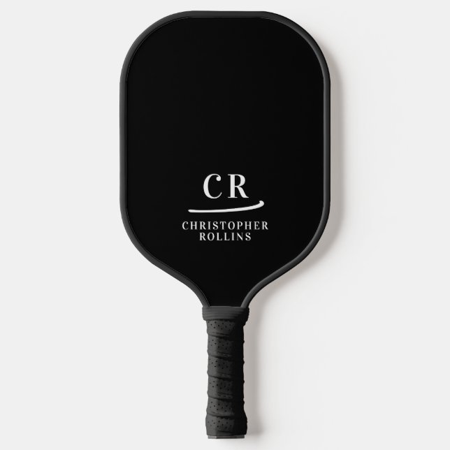Raquette De Pickleball Noir & Blanc | Pagaie Monogram Pickleball moderne (Recto)