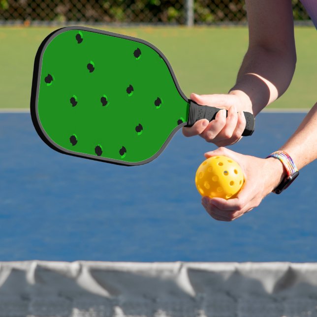 Raquette De Pickleball Noir de minuscules trous en vert (Insitu)