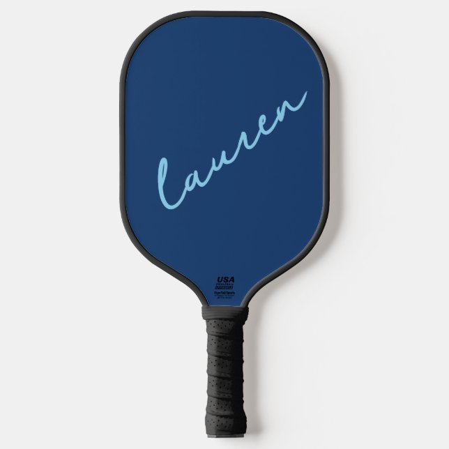 Raquette De Pickleball Nom de script bleu moderne  (Recto)