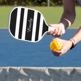 Raquette De Pickleball Nom De Script Noir Et Blanc Moderne