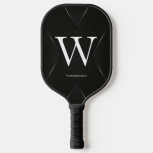 Raquette De Pickleball Nom de texte personnalisé abstrait noir