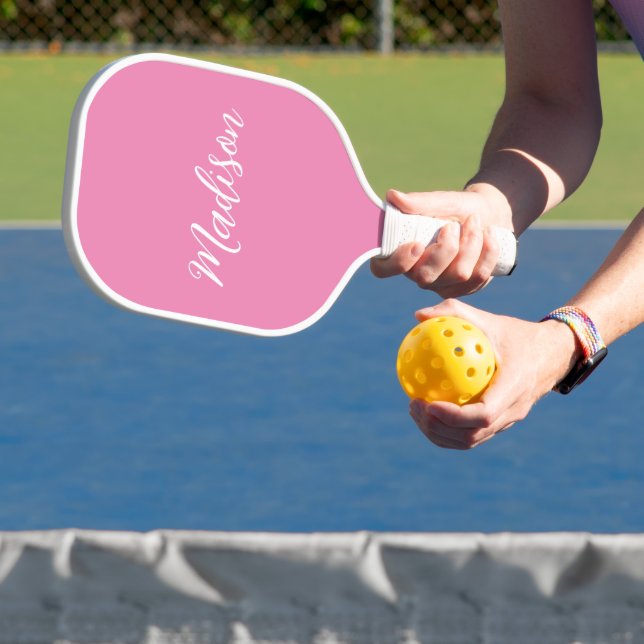 Raquette De Pickleball Nom des filles roses tendance Script manuscrit per (Insitu)