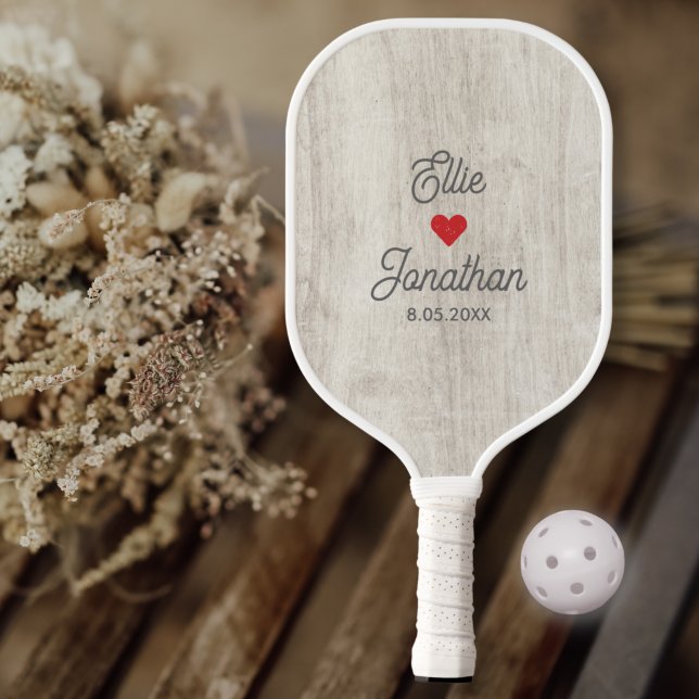 Raquette De Pickleball Nom du couple mariage, Coeur, Date, Simple Personn (Créateur téléchargé)