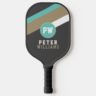 Raquette De Pickleball Nom du joueur sur Striped Dark Grey