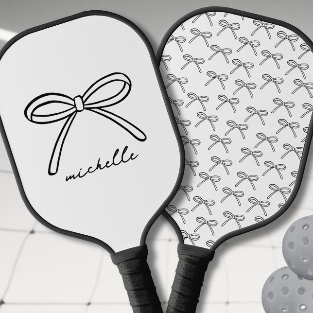 Raquette De Pickleball Nom du monogramme de jolie cale (Personalized Pretty Bow Monogram Name Pickleball Paddle)